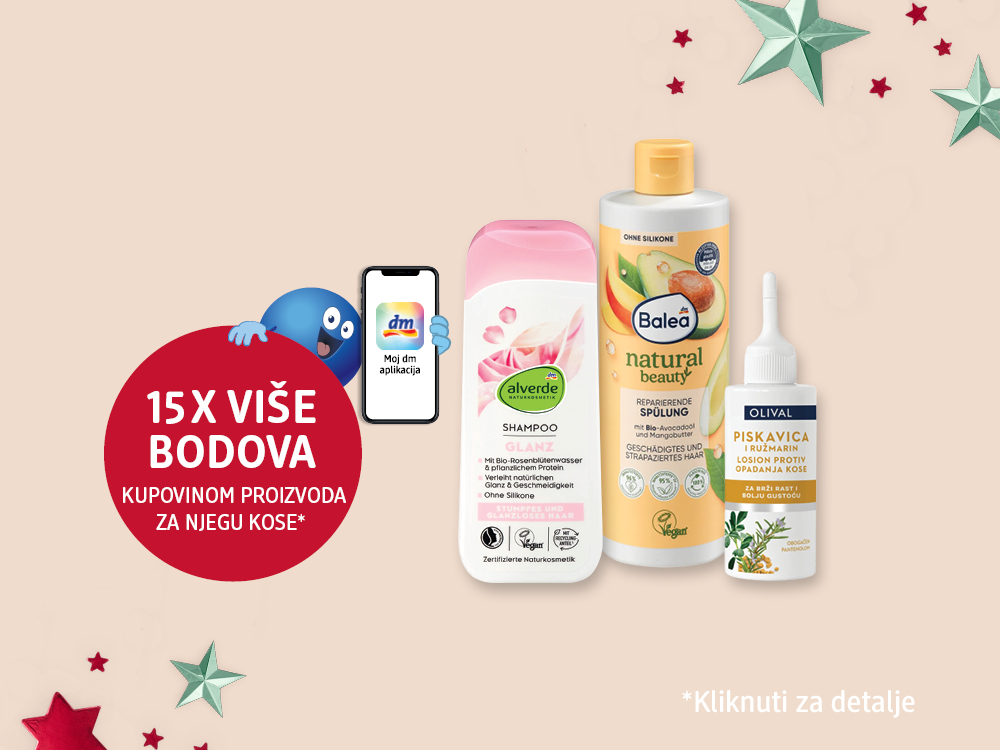 15x više bodova kupovinom proizvoda za njegu kose