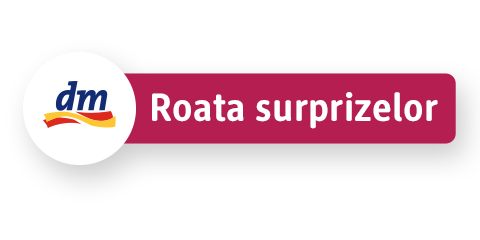 Roata Surprizelor Imagine: Logo cu textul Roata Surprizelor și sigla dm